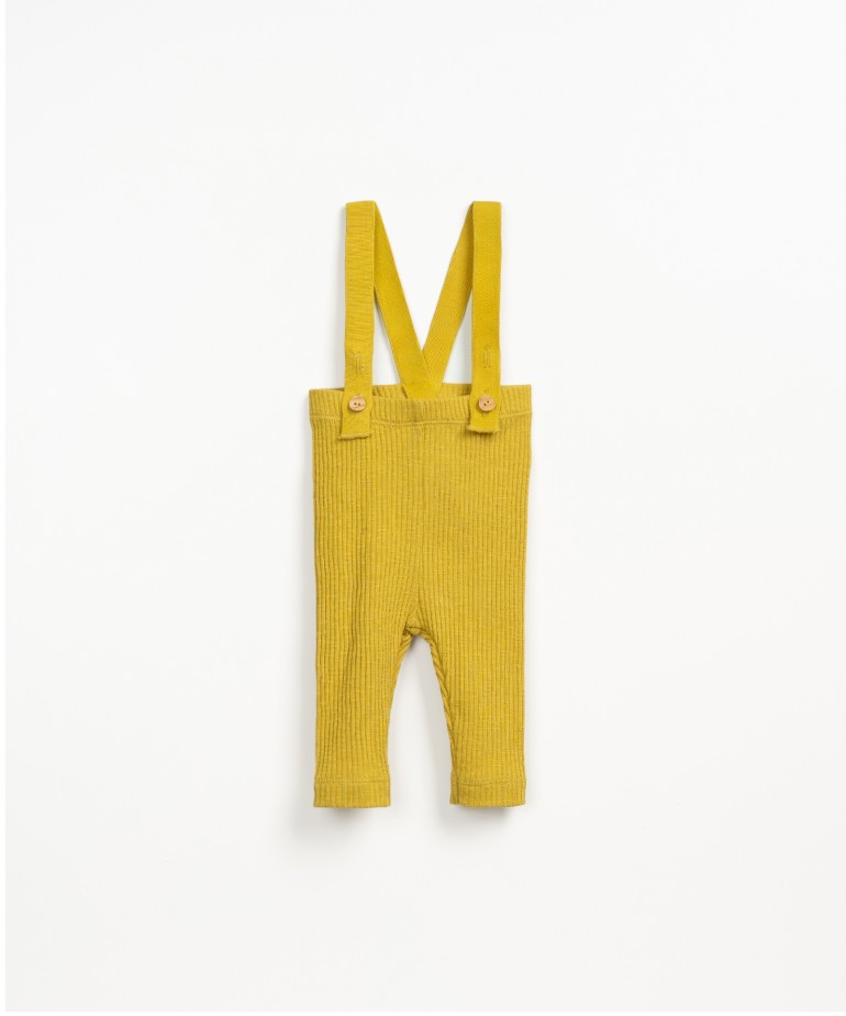 Leggings en canal� flameado con tirantes en algod�n y elastano