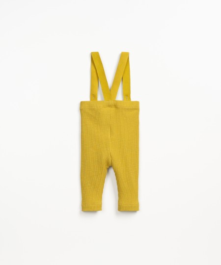 Leggings in costina fiammata con bretelle in cotone ed elastan