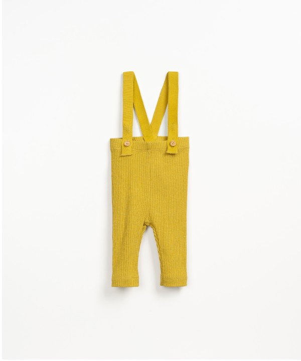 Flame rib leggings with suspenders in cotton and elastane