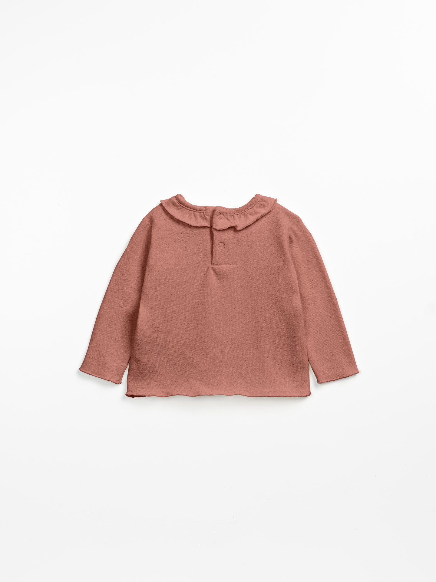 T-shirt with frill and opening on the back