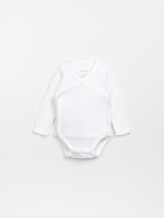 Double-breasted bodysuit in a mixture of organic cotton and recycled cotton.