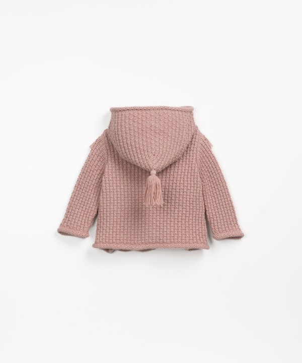 Knitted cardigan with cotton and wool mixture