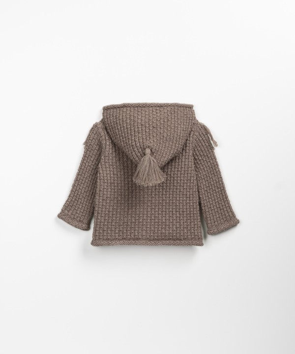 Knitted cardigan with cotton and wool mixture