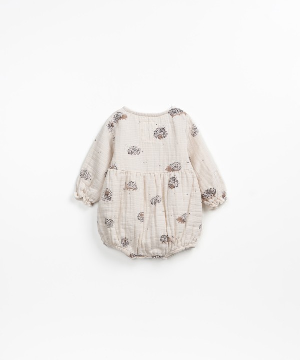Woven jumpsuit with hedgehog print