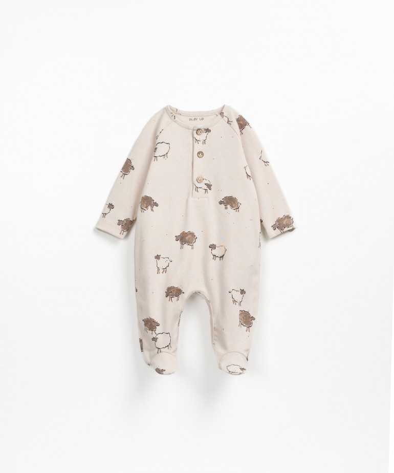 Jersey jumpsuit with sheep print