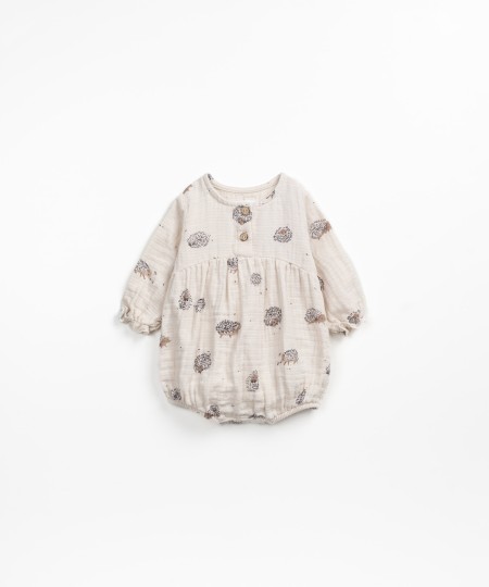 Woven jumpsuit with hedgehog print