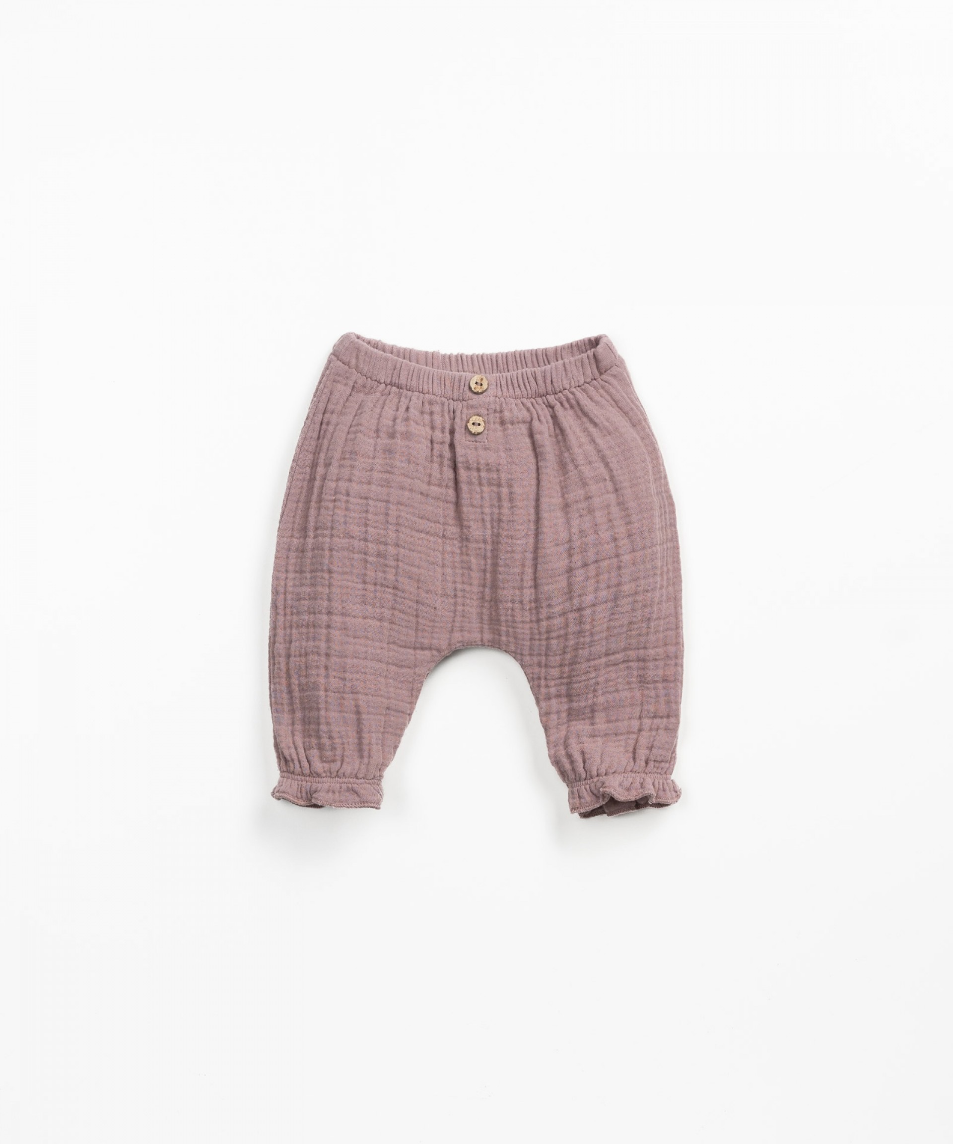 Woven pants with decorative buttons | Wooden Memories