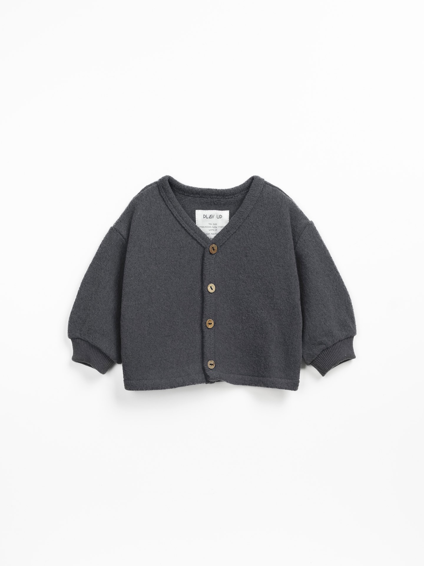 Jersey cardigan with carding on the inside