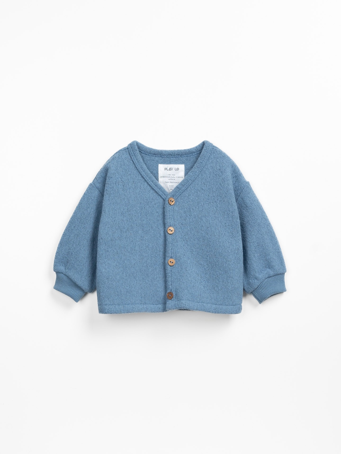 Jersey cardigan with carding on the inside