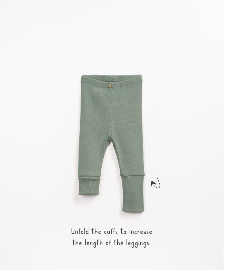 Leggings em algodão orgânico com punhos altos