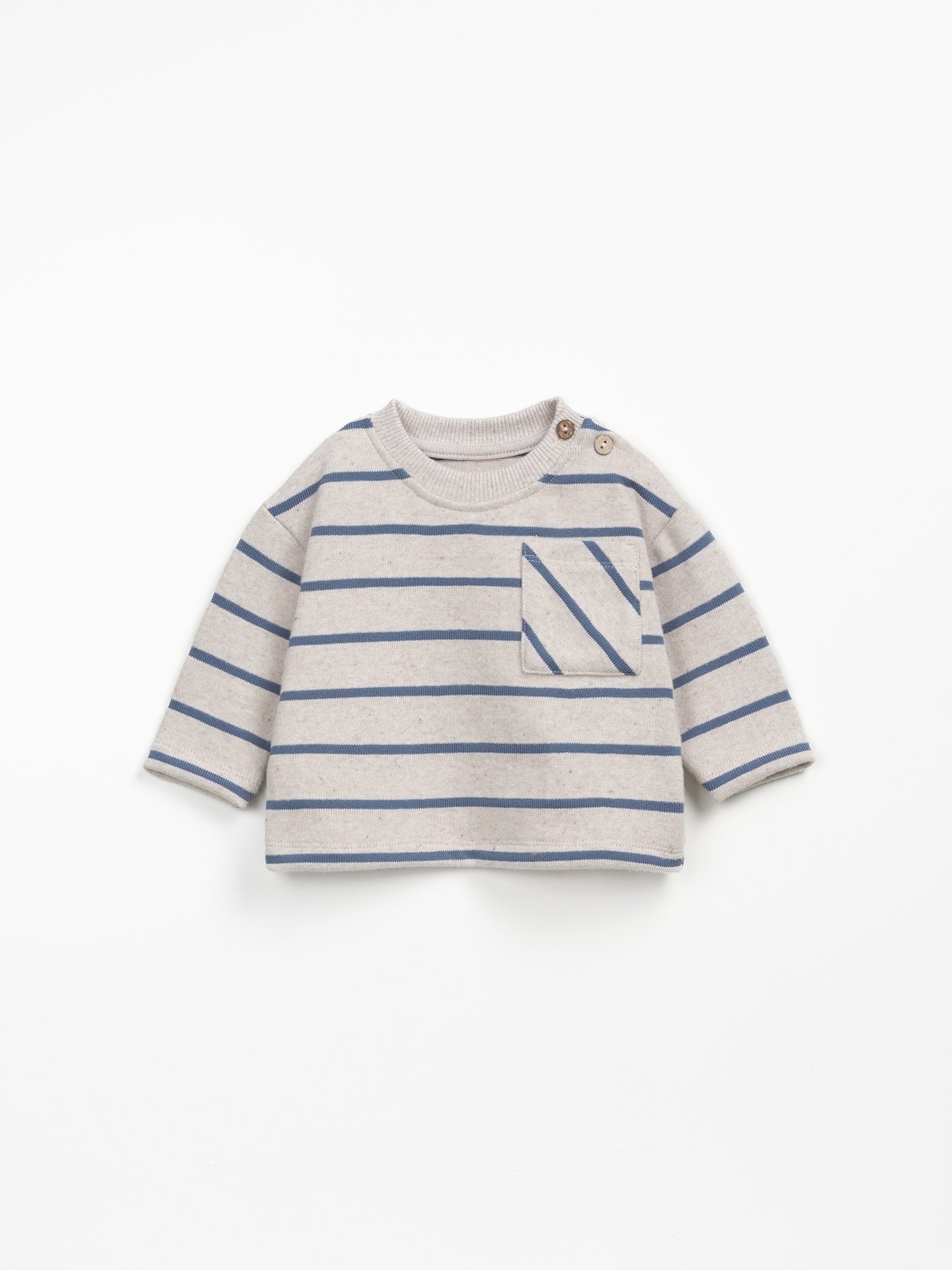 T-shirt às riscas com bolso