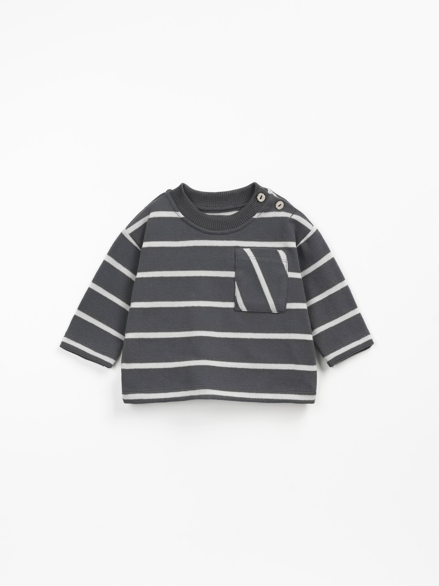 T-shirt às riscas com bolso