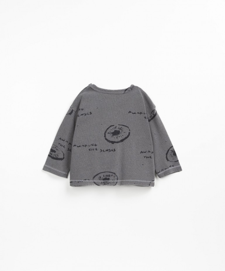 T-shirt de malha com mistura de fibras recicladas