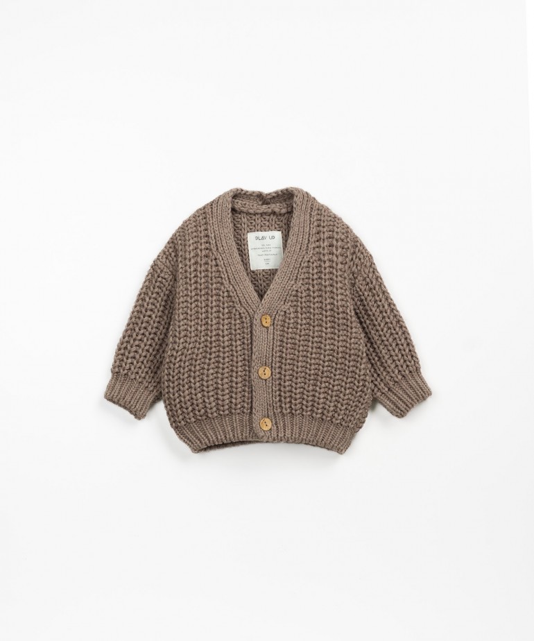 Knitted cardigan in a mixture of cotton and wool 