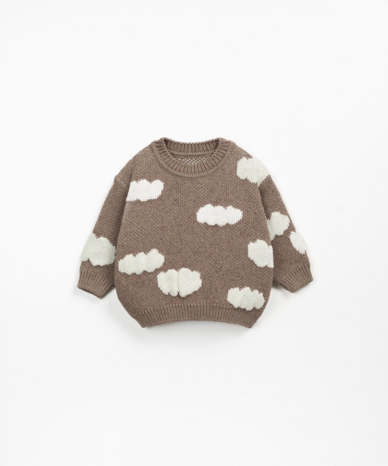 Knitted sweater with cloud print