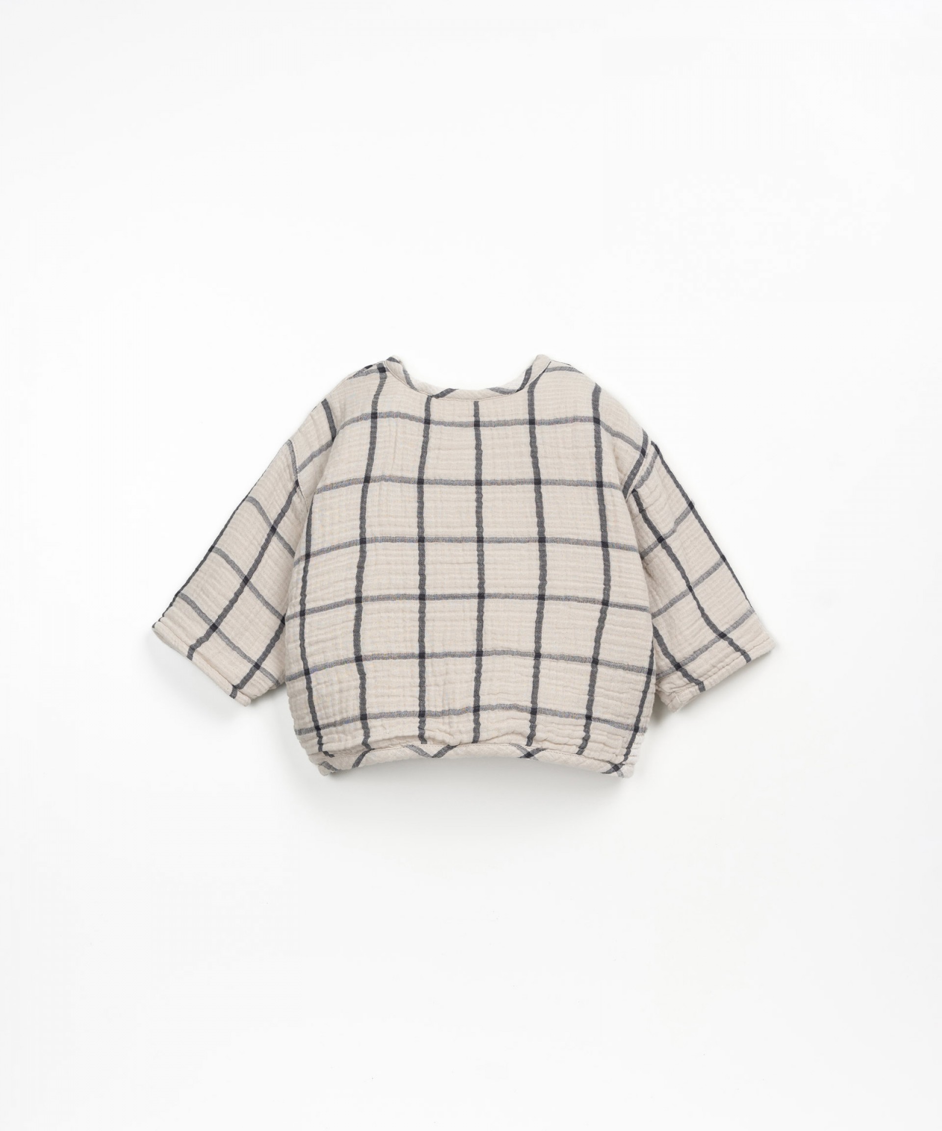 Organic cotton cardigan with checkered pattern | Wooden Memories