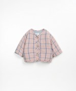 Organic cotton cardigan with checkered pattern | Wooden Memories