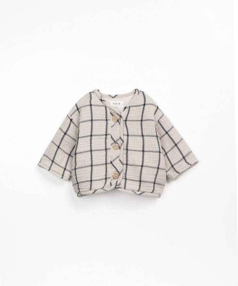 Cardigan with checkered pattern and fleece lining