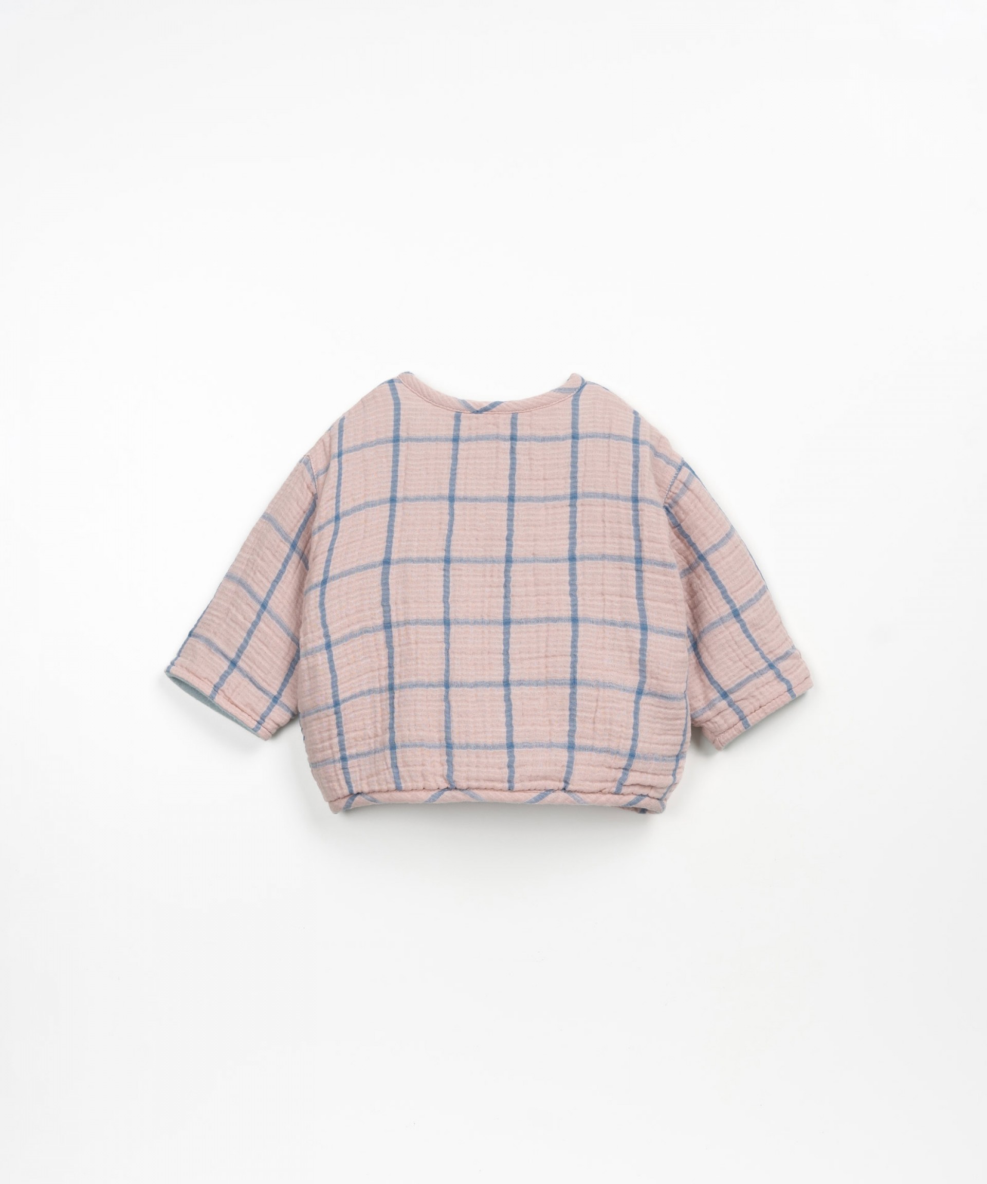 Organic cotton cardigan with checkered pattern | Wooden Memories