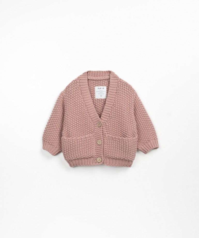 Cotton and wool knitted cardigan