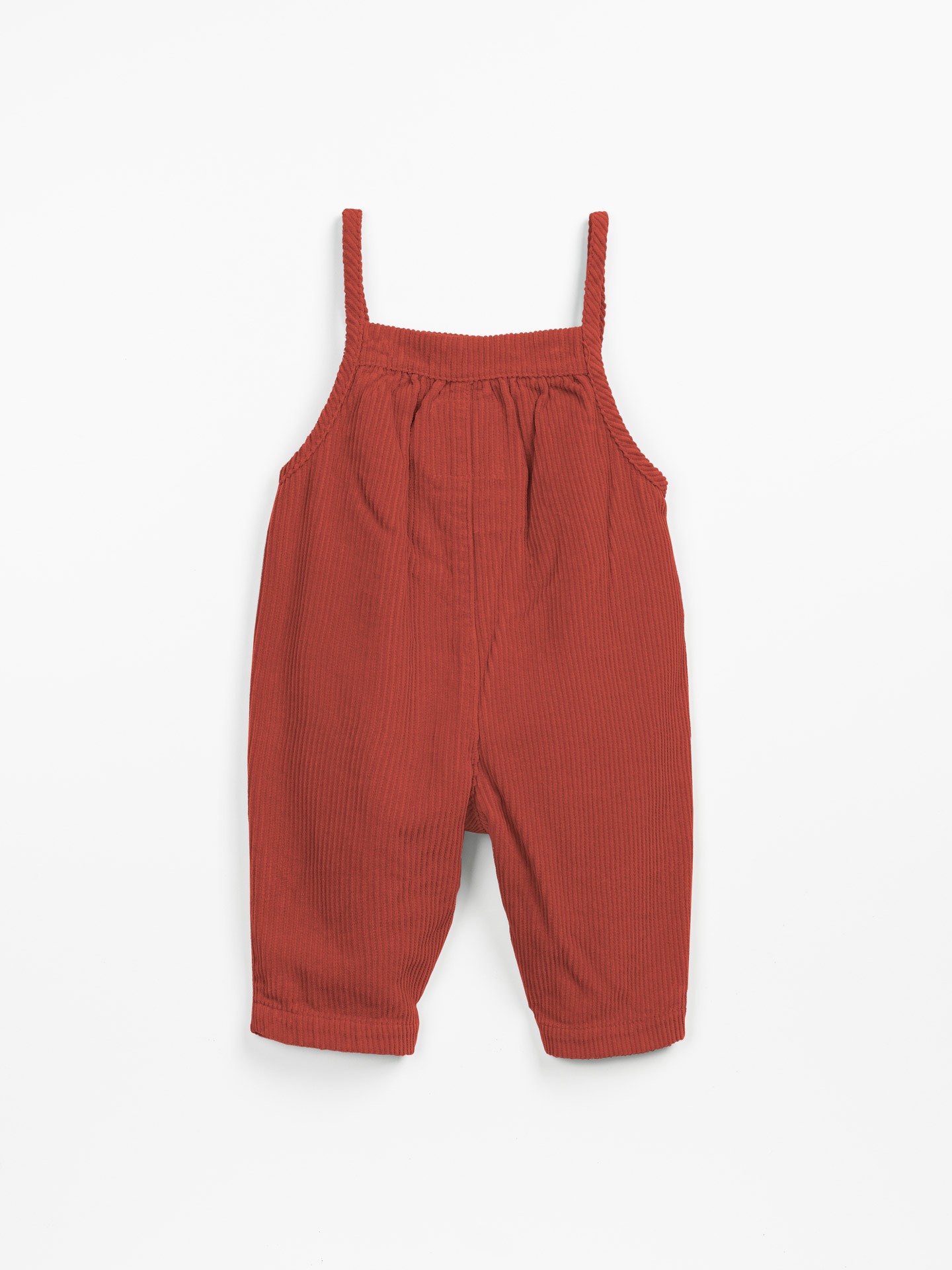 Salopette en velours côtelé avec volant sur la poitrine