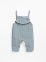 Corduroy jumpsuit with frill on the chest