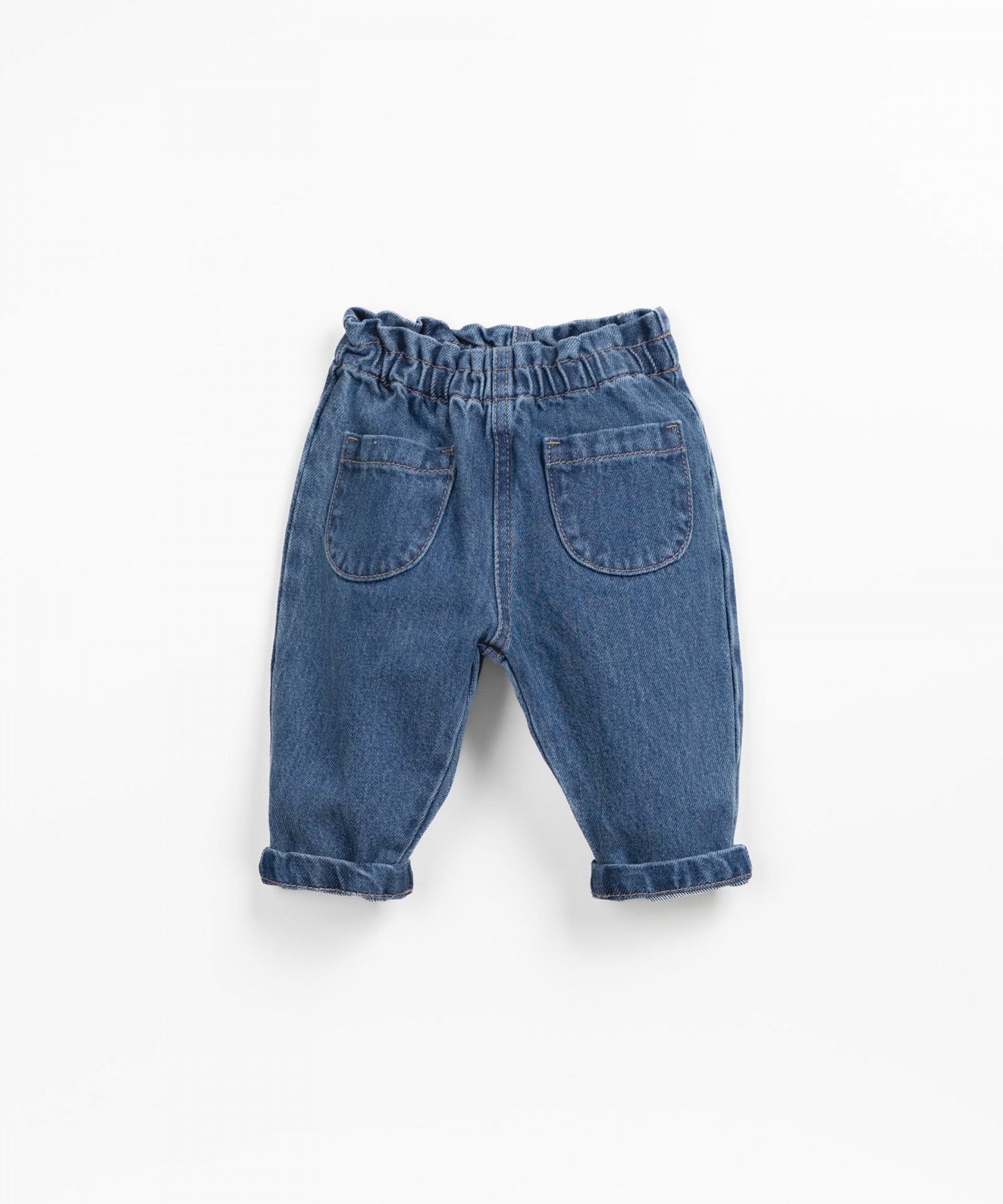 Denim pants with elastic waist | Wooden Memories