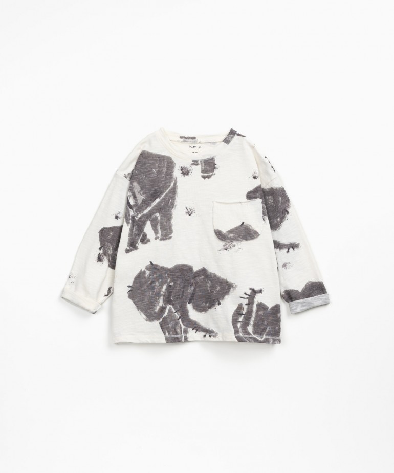 T-shirt en coton biologique avec imprim d?lphants