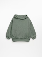 Sweater with hoodie and inner carding