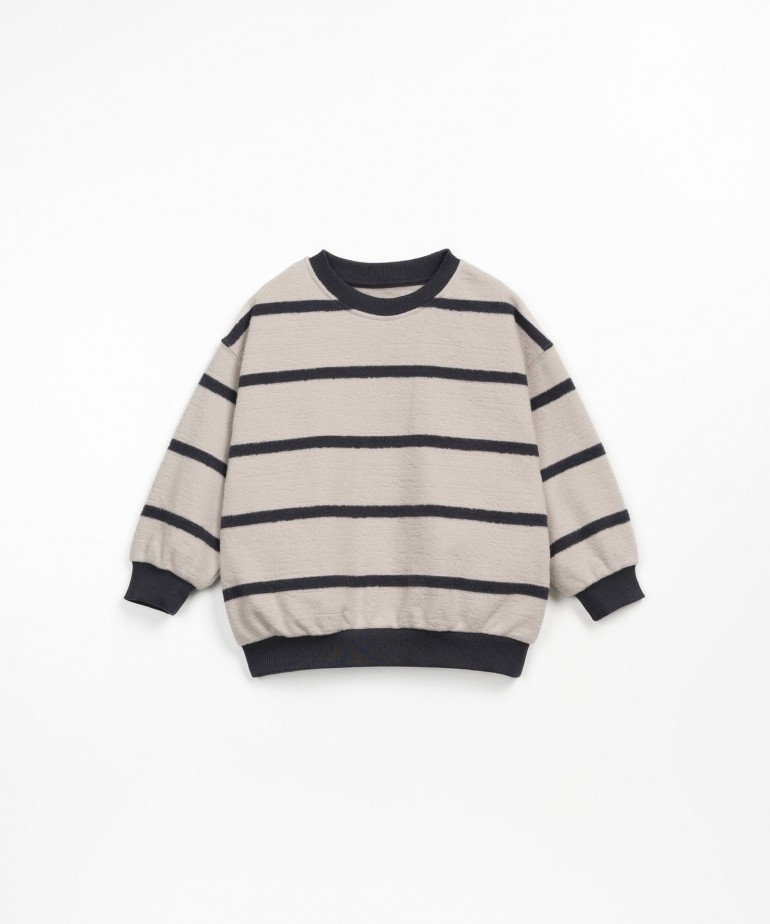 Striped jersey sweater with cuffs