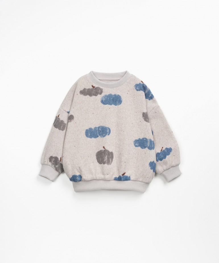 Jersey sweater with cloud print