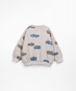 Jersey sweater with inner layer and dropped shoulders | Wooden Memories