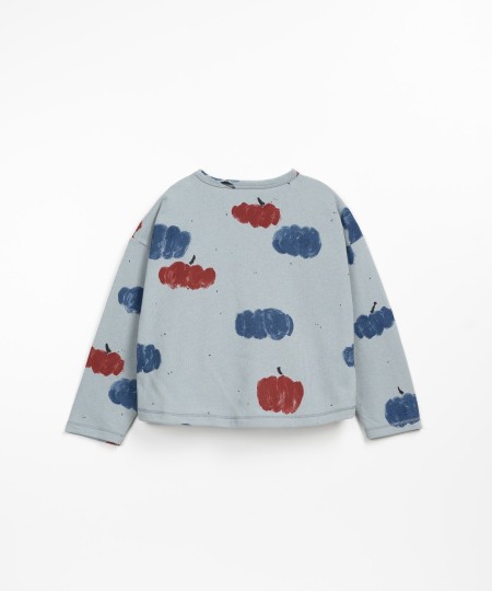 T-shirt de malha com estampado de nuvens