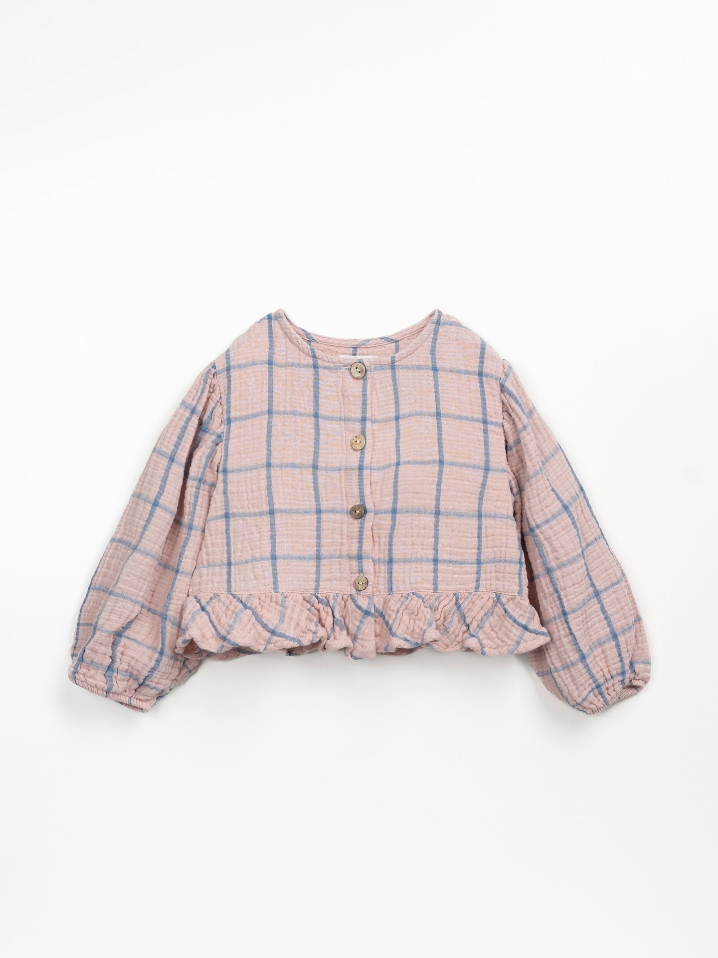 Blusa de algodón orgánico con estampado ajedrez