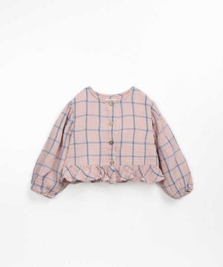 T�nica em algod�o org�nico com padr�o xadrez