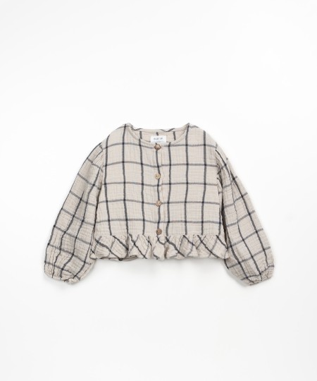 T�nica em algod�o org�nico com padr�o xadrez