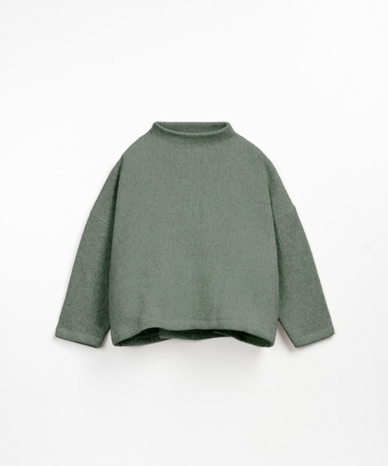 Sweater with mock neck and dropped shoulders