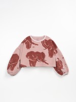 Jersey con estampado de elefantes con fibras naturales