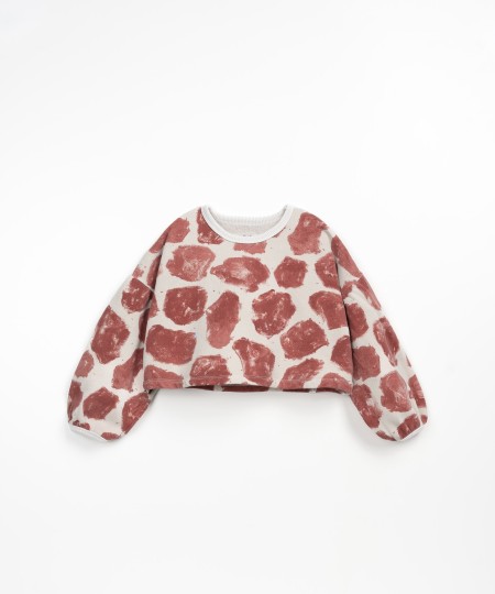 Camisola com estampado de manchas de girafa em fibras naturais