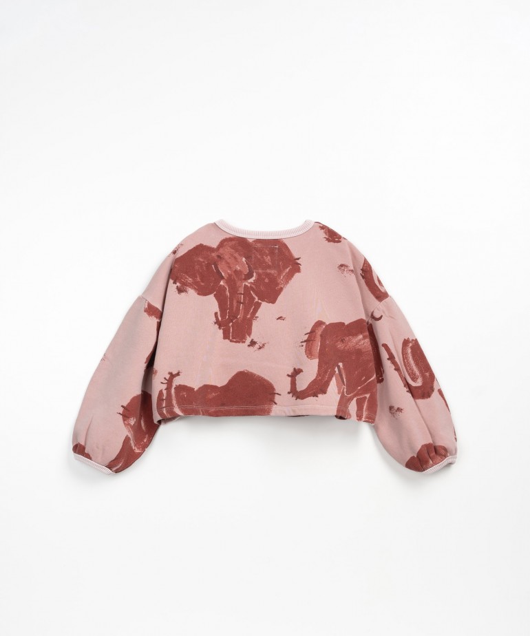 Maglia con stampa di elefanti in fibre naturali