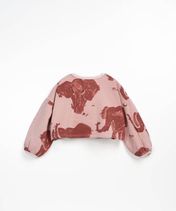 Jersey con estampado de elefantes con fibras naturales