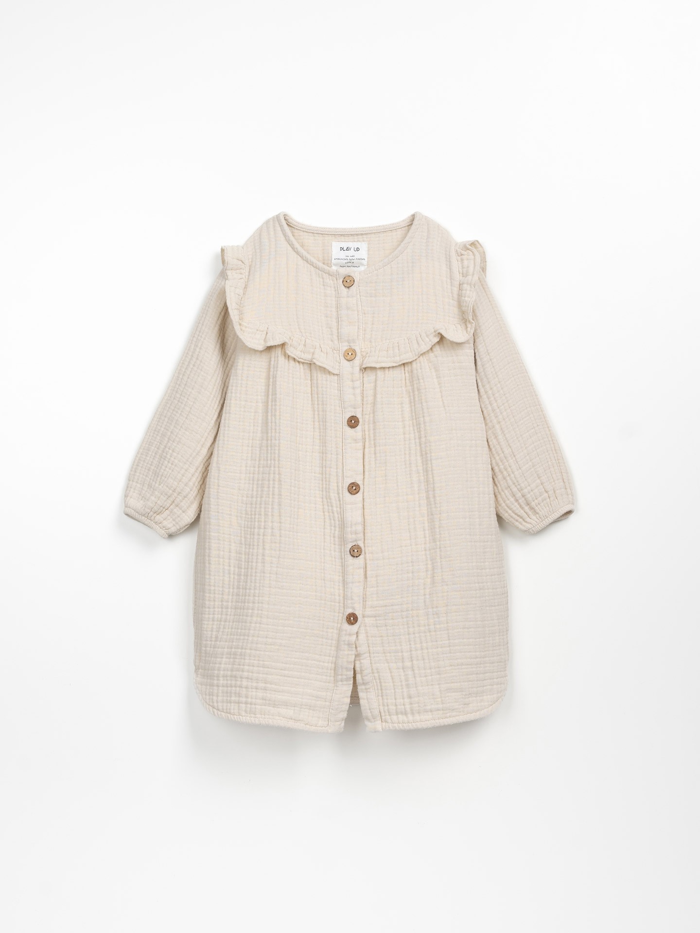 Vestido de tela con botones de coco