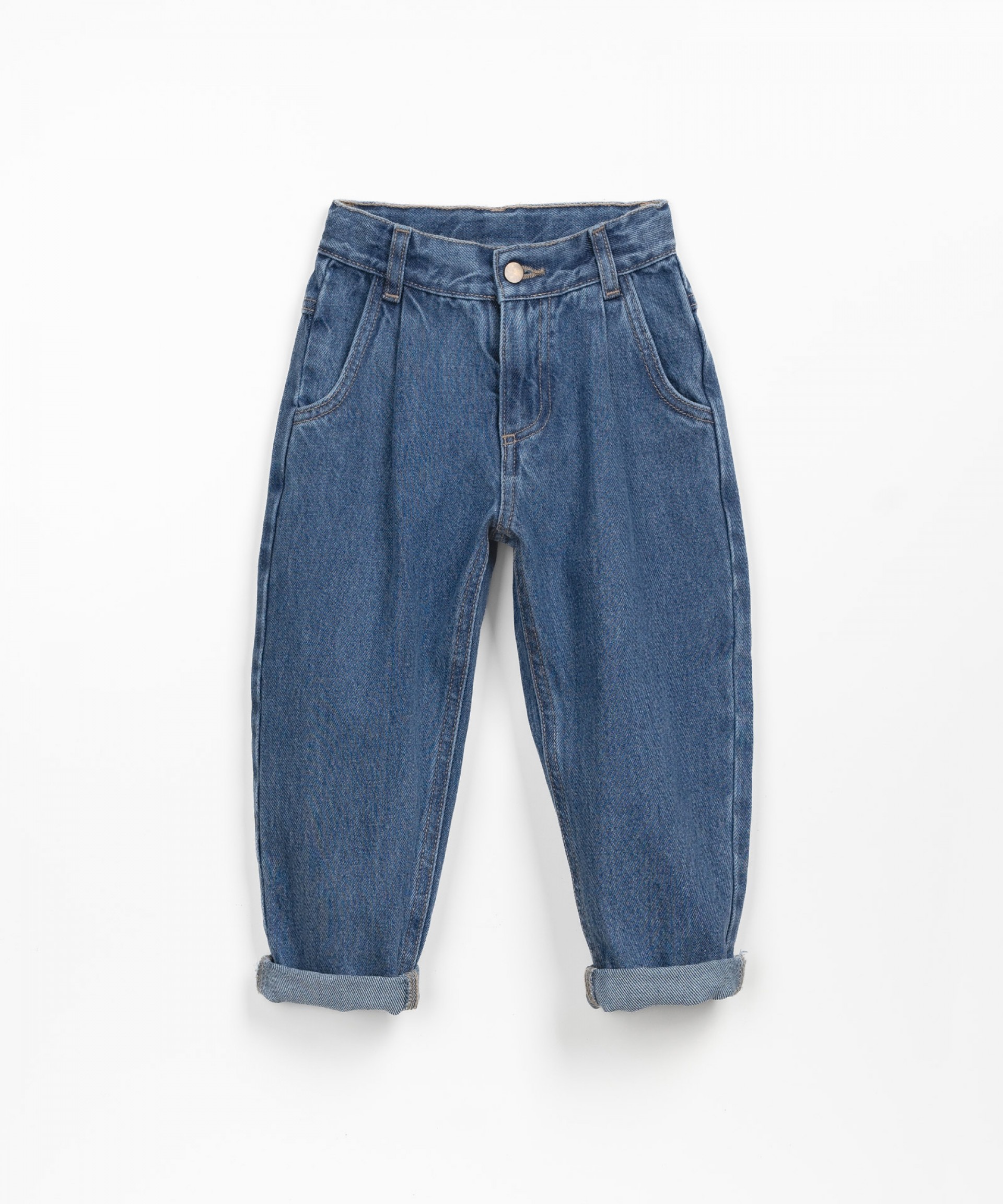 Denim pants with pleats | Wooden Memories