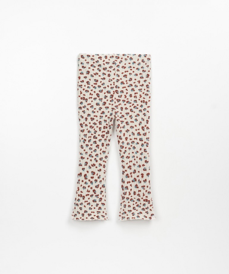 Leggings in maglina a costine con stampa