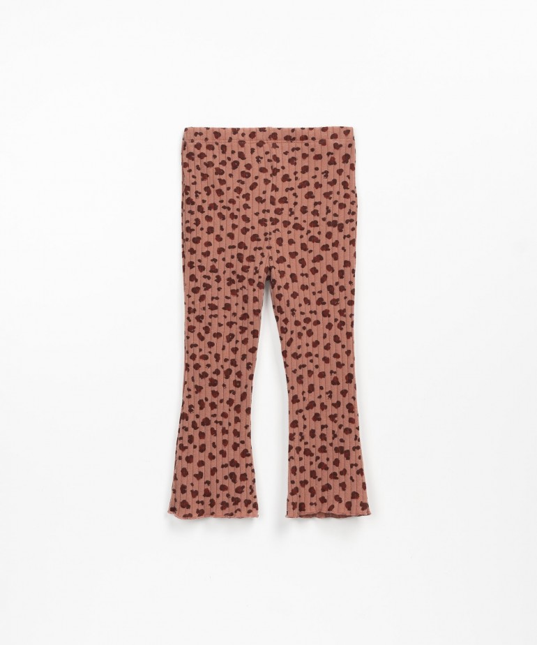 Leggings in maglina a costine con stampa