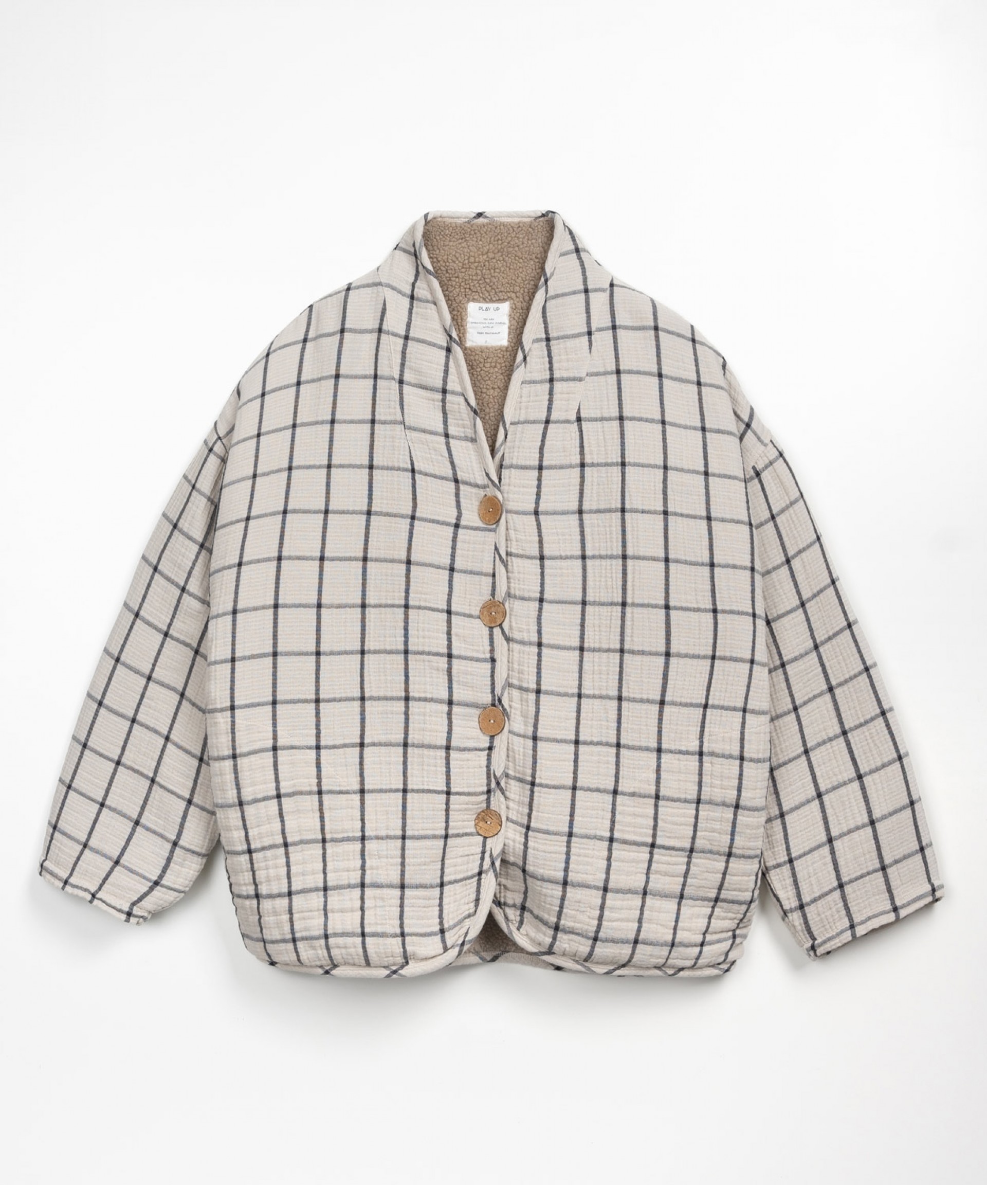 Cardigan  carreaux et doublure en fourrure | Wooden Memories