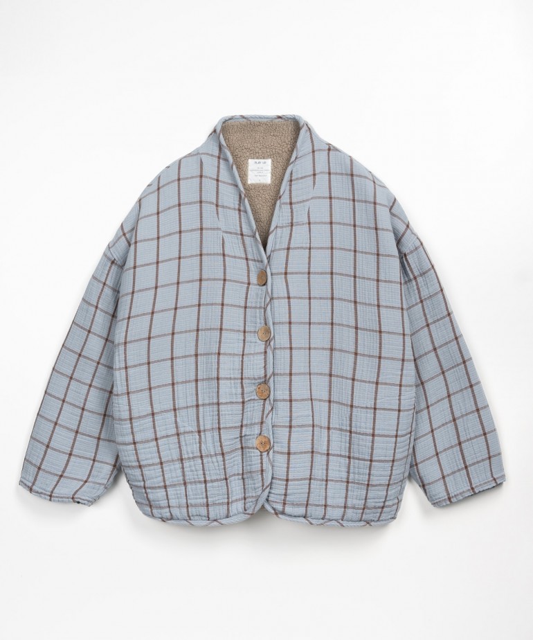 Woven jacket with plush lining