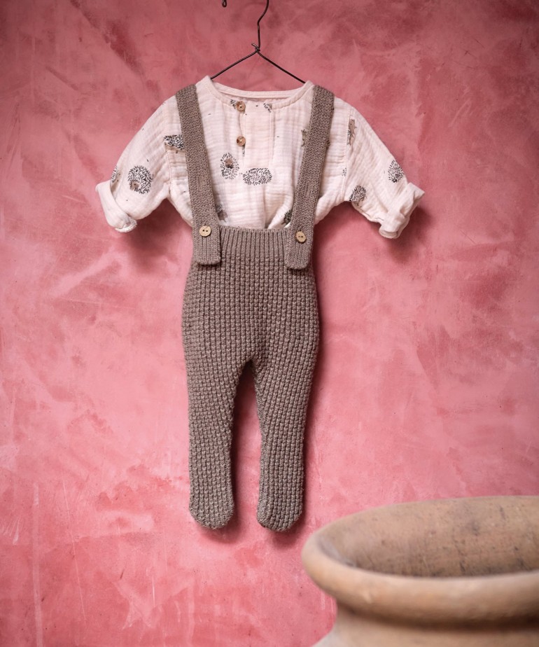 Knitted jumpsuit in a mixture of cotton and wool