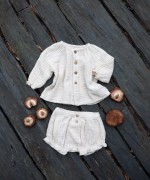 Blusa de tela con abertura con botones de coco | Wooden Memories