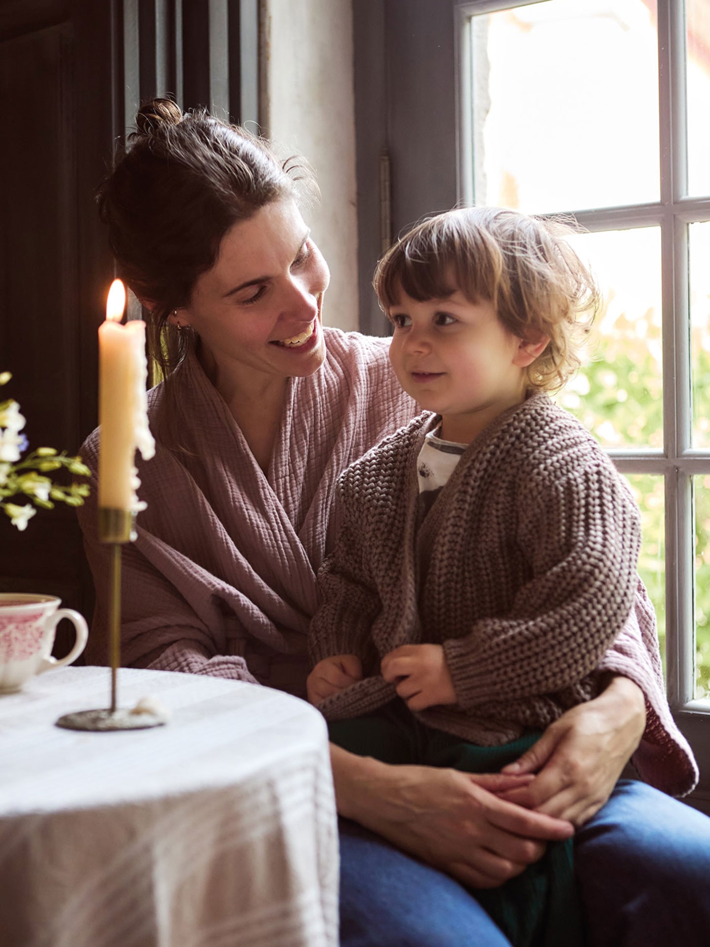 Casaco tricot com mistura de algodão e lã